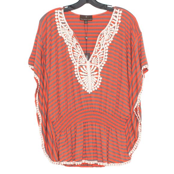 NWT Fenn Wright Manson Top Boho Coastal Vacation Southwestern Stripe Orange 1X - Picture 1 of 5